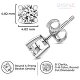 Shop LC 0.5 Carat Lab Grown Diamond Stud Earrings Silver Platinum Plated