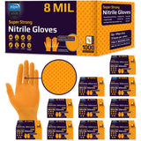 Inspire Heavy Duty Orange Nitrile Gloves | ULTRA 8 Mil Diamond Textured Grip | Industrial Mechanic Disposable Cleaning Gloves Small, 1000 Count