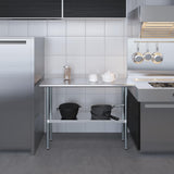 AmGood 16 in. x 48 in. Stainless Steel Work Table | Metal Kitchen Food Prep Table | NSF
