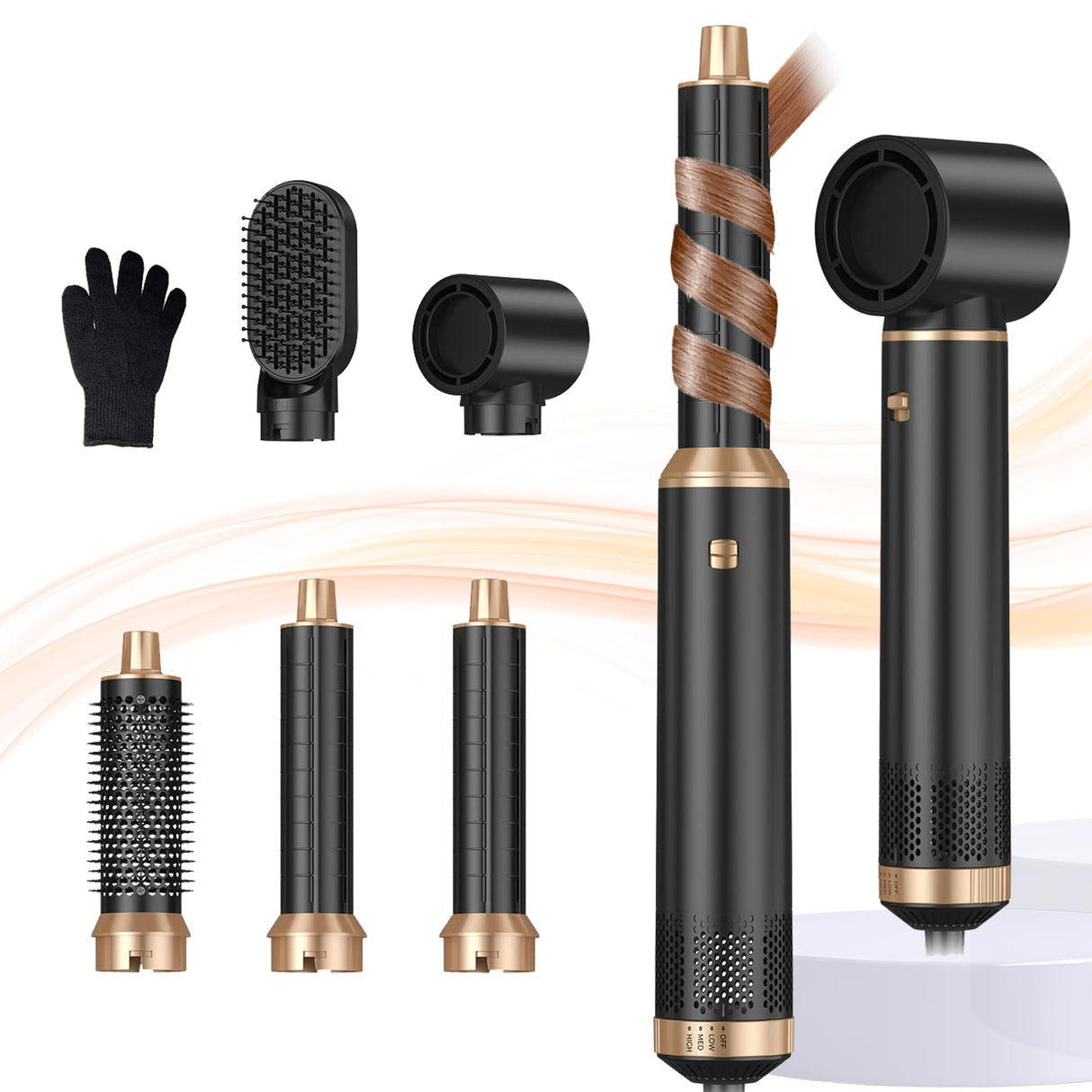 Blow Dryer Brush 5 in 1, Negative Ion Hair Dryer Brush Set Air Styler Curling Wrap Air Curler, Upgrade Hot Air Brush Curling Iron Hair Styling Tools As A Gift for Straight/Curl/Drying/Smoothing