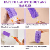 Dusters Refills 60 Count 360°Double-Sided 4X Microfibers Disposable Dusting Pads Compatible with Swiffer Duster Refill for Blinds Ceiling Fans Furniture Multi-Surface Dusting(Purple)
