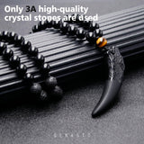 GENASTO Wolf Tooth Necklace Black Obsidian Stone Beads and Tiger Eye Necklace and Tiger Eye Natural Stone Crystal Healing Prayer Necklace for Men Women