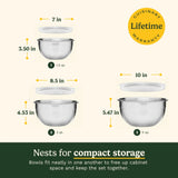 Cuisinart 3-Piece Stainless Steel Mixing Bowl Set with Lids, CTG-00-SMB