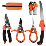 6Pcs Pruning Shears Set with Bypass Pruning Shears, Garden Scissors, Pruning Snips,Saw,Gloves,Storage Bag,Handheld Garden Shears Set for Plant