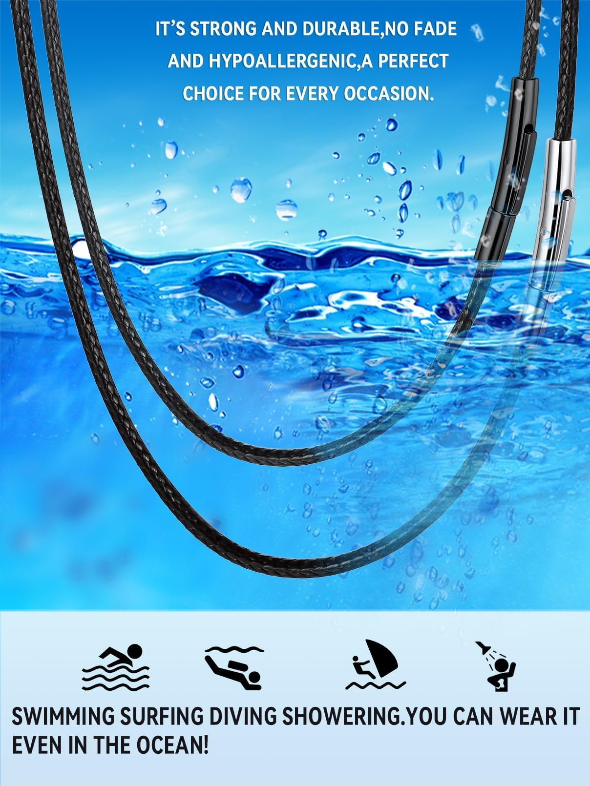 FaithHeart Braided Leather Necklace Cord with Stainless Steel Snap Clasp