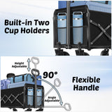 Wagons Carts Foldable, 280 Lbs with Adjustable Handle, Black Lightweight Portable, Collapsible Wagon for Beach Trip, Camping, Shopping, Sports, Travel, Picnic and Grocery (Dark Black)