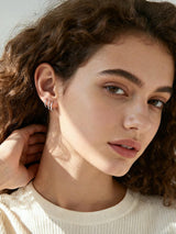 Silvora Sterling Silver Hoop Earrings for Women, 8mm Small Silver Hoops Huggie Earrings Lightweight Cartilage Earring for Sensitive Ears
