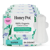 The Honey Pot Company - 64ct - Herbal Pads for Women - Super w/Wings - Infused w/Essential Oils for Cooling Effect, Organic Cotton Cover, & Ultra-Absorbent Pulp Core - Feminine Care - FSA & HSA