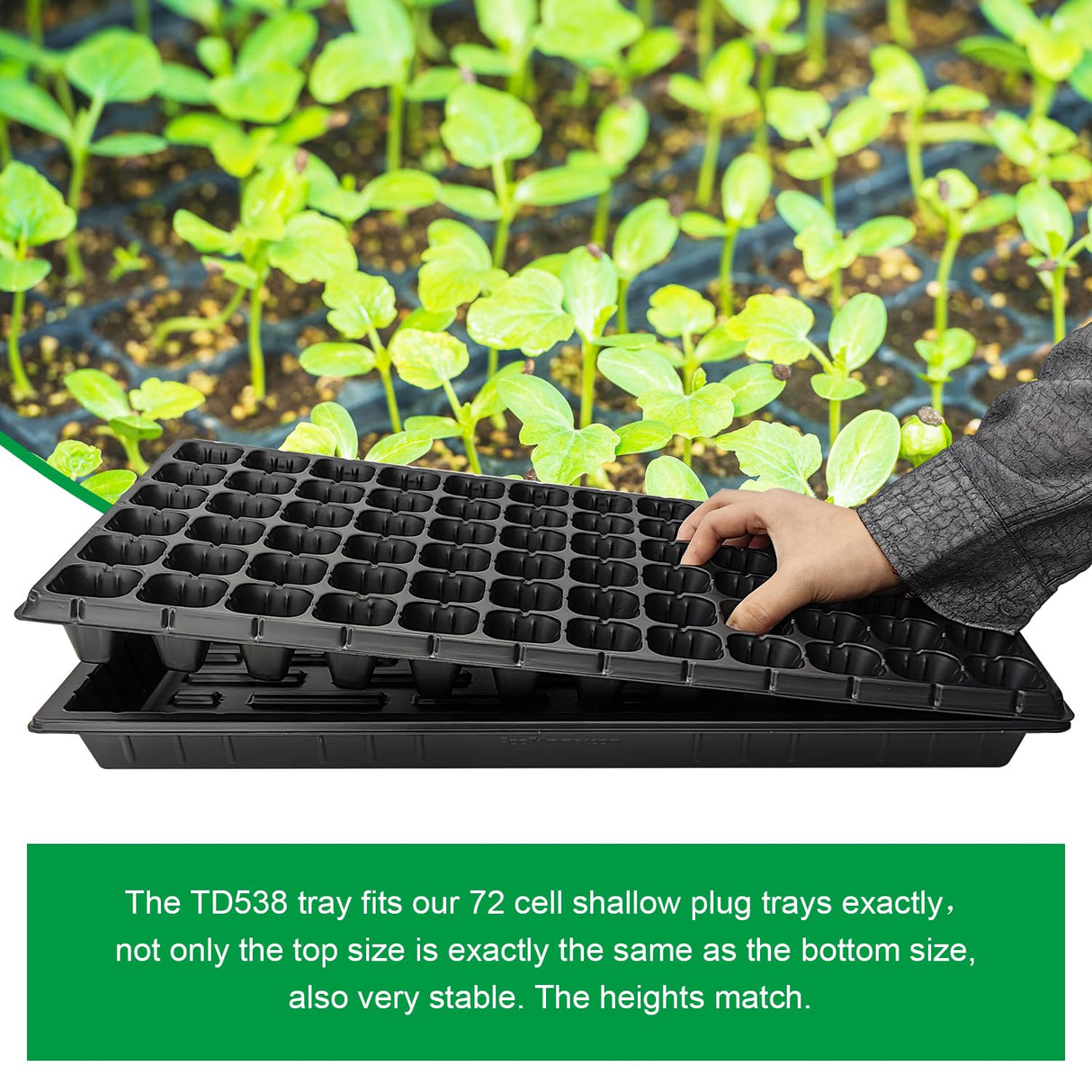 RooTrimmer 10 Pack 1020 Seed Starter Trays and 10 Pcs 72 Cell Plug Trays, Thick Durable Seedling Plastic Nursery Tray for TD538 1020 Tray Germination (10 Sets)
