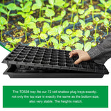 RooTrimmer 10 Pack 1020 Seed Starter Trays and 10 Pcs 72 Cell Plug Trays, Thick Durable Seedling Plastic Nursery Tray for TD538 1020 Tray Germination (10 Sets)