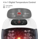 Foot Spa Bath Massager with Heat Bubbles and Vibration Massage and Jets, 16 OZ Calming Lavender Foot Soak Epsom Salt, Foot Soaker with Red Light, 22 Massage Rollers, Adjustable Temp - Grey