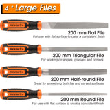 REXBETI 25Pcs Metal File Set, Premium Grade T12 Drop Forged Alloy Steel, Flat/Triangle/Half-round/Round Large File and 12pcs Needle Files with Carry Case, 6pcs Sandpaper, Brush, A Pair Working Gloves