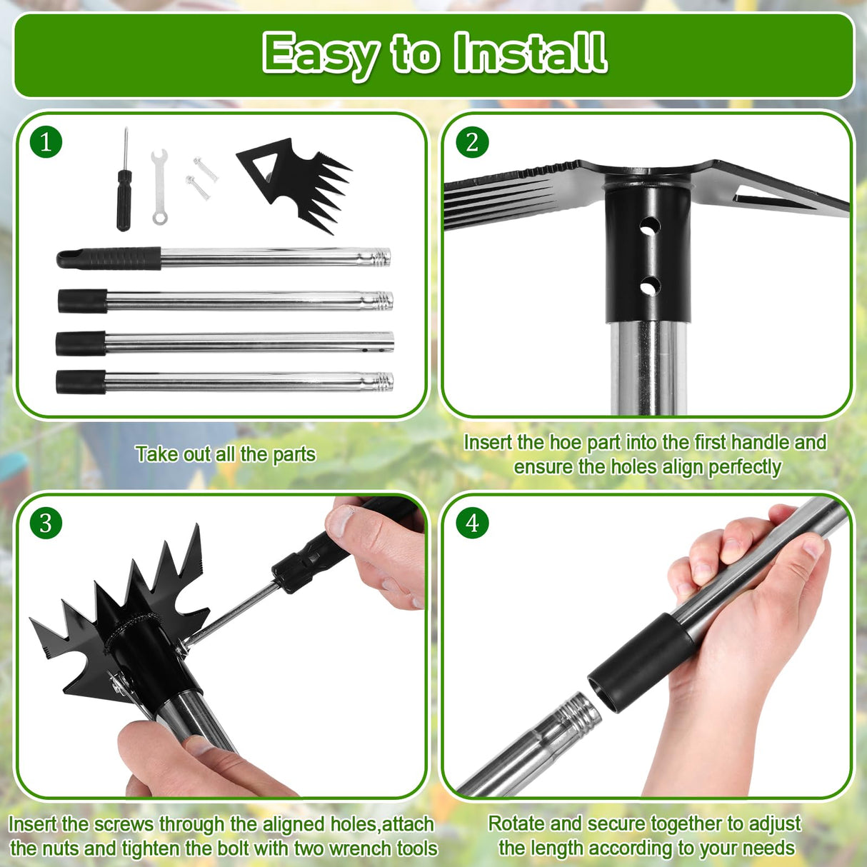 Upgraded Weed Puller Tool with Long Handle, 56" Manual Weeder Remover Tool, 2 in 1 Hand Weed Rake Garden Hoe for Gardening, Heavy Duty Uprooting Weeding Pull for Lawn, Yard, Patio Garden