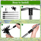 Upgraded Weed Puller Tool with Long Handle, 56" Manual Weeder Remover Tool, 2 in 1 Hand Weed Rake Garden Hoe for Gardening, Heavy Duty Uprooting Weeding Pull for Lawn, Yard, Patio Garden