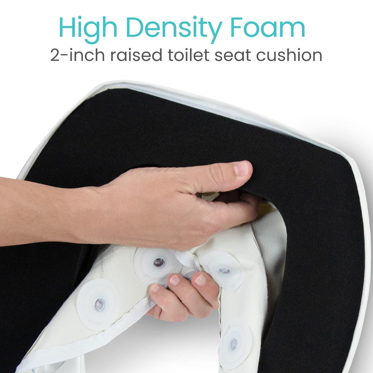 Vive Toilet Seat Riser for Seniors - Universal Fit - Raised Toilet Seat Cushion with High-Density Foam for Elongated & Standard - Firm Handle, Cushioned & Padded - Elevated Medical Handicap Lifter