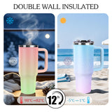 Personalized 40 oz Tumbler with Handle and Straw, Custom Tumbler with Picture, Logo, Text, Stainless Steel Travel Coffee Mug Cup, Personalized Gifts For Women Men Birthday Anniversary Christmas Gifts