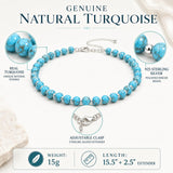 Sheplus 925 Sterling Silver Genuine Turquoise Beaded Necklace for Women