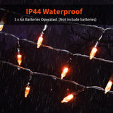 Halloween Orange String Lights Decorations，2 Pack 17.8 Feet 50 LED Battery Operated Mini String Lights with 8 Modes Waterproof for Outdoor Indoor Patio Xmas Tree Holiday Party Christmas Show