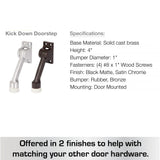 BRINKS Commercial - 4" Kick-Down Door Stop, Matte Black Finish - Non-Obtrusive Option to Protect Your Door and Walls