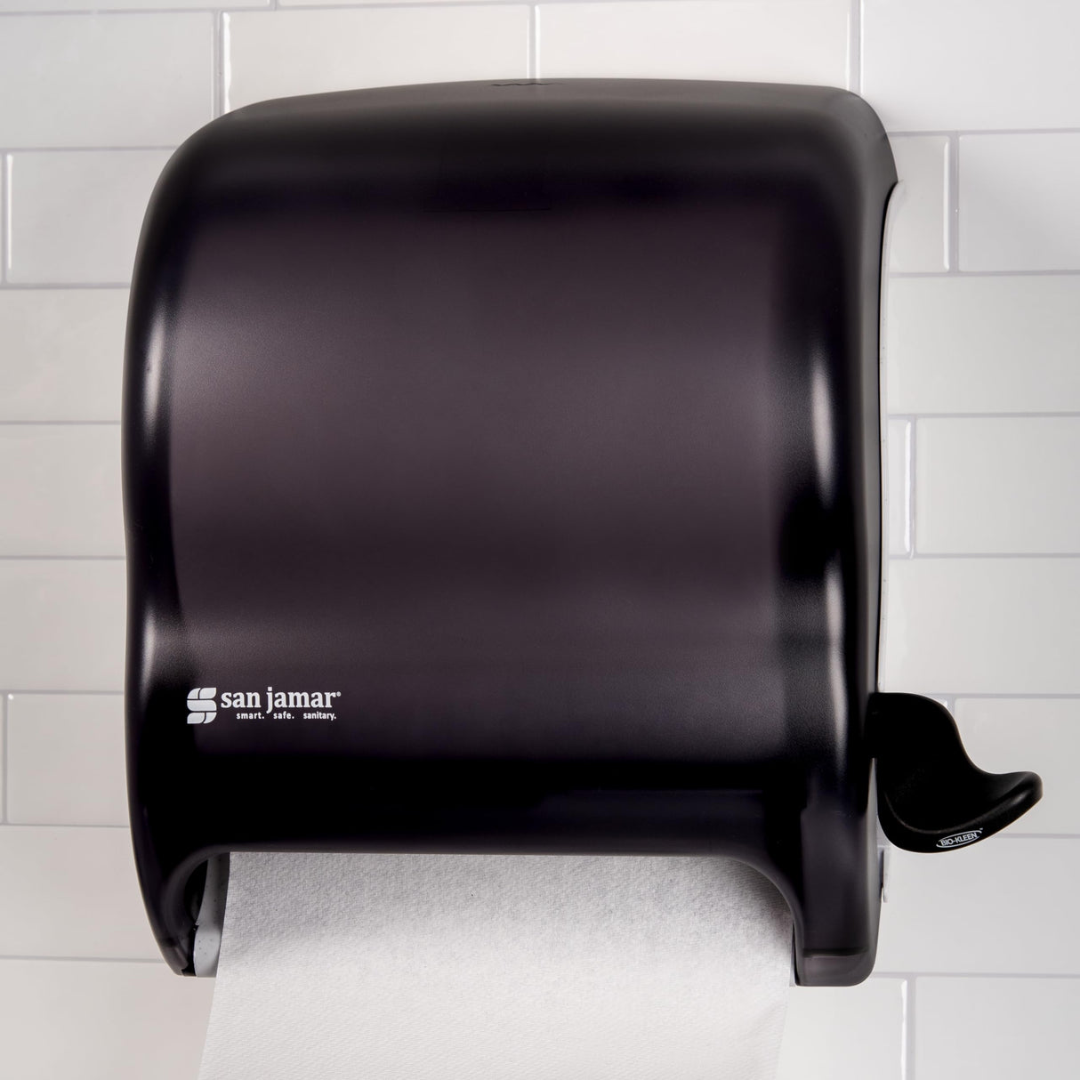 San Jamar Classic Element Paper Towel Dispenser Wall-Mounted Commercial Roll Dispenser, Fits All Core Sizes with Lever for Bathroom, Kitchens, and Restaurants, Plastic, Universal Paper, Black Pearl