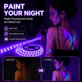 PIZHLO 50 Foot Black Light Strips & Remote, Dimmable Flexible 900 LEDs