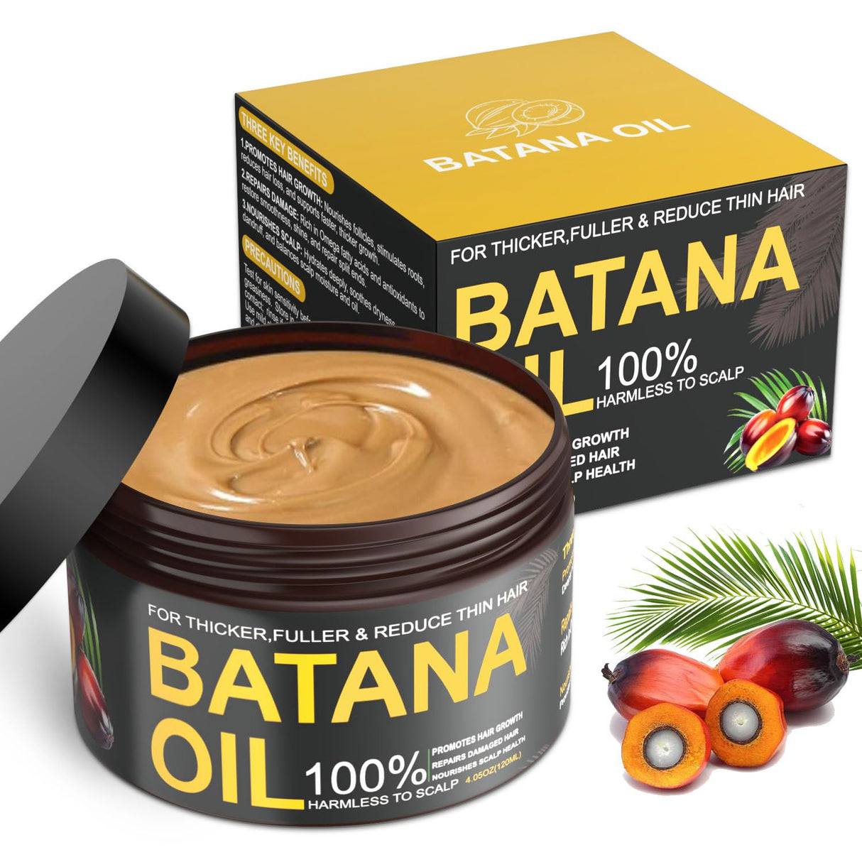 Qytin Batana Oil for Hair Growth, 100% Natural Pure Batana Oil Paste from Dr. Sebi Honduras, Prevents Hair Loss, Enhances Thickness, Organic Raw Batana Hair Mask for Women & Men (4.05 Oz)