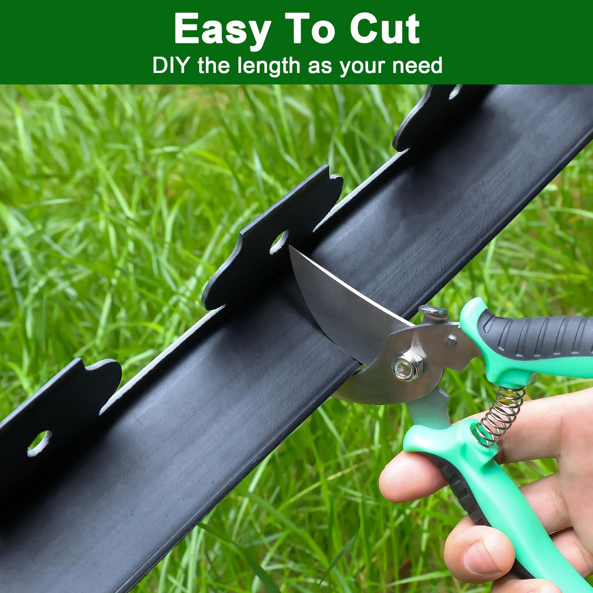 Landscape Edging, 2 Inch Tall 33 Ft No Dig Landscape Garden Edging Border Kit with 50 Anchoring Spikes, Plastic Garden Border for Landscaping Flower Bed Lawn Yard Grass Paver Pathway Walkway, Black