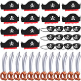 ZeeDix 36Pcs Pirate Accessories for Kids, 12 Hats 12 Patches 12 Swords Set