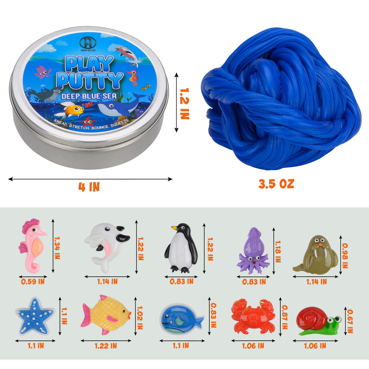 INNER-ACTIVE Play Putty Therapy Putty for Kids with Charms Deep Blue Sea Theraputty Medium Resistance, Increase Fine Motor Skills and Finger Strength, Physical and Occupational Therapy Toy