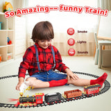 Hot Bee Train Set - Train Toys for Boys with Smokes, Lights and Sound, Toy Train Set for Under Christmas Tree, Toddler Model Trains for 3 4 5 6 7 8+ Years Old Kids Christmas Toys Gifts