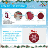 6 Sets Christmas Embroidery kit for Beginners Adults, Antique Red Christmas Ornament Kit Snowflakes Needlepoint Cross Stitch Kits with Patterns, Stitch Learning Kit with Needles Ropes Ribbon-Red