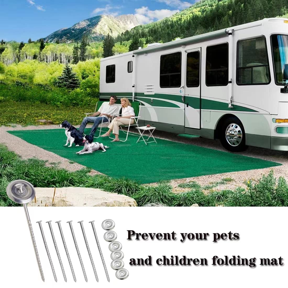 Uitose 14 Count Outdoor Rv Rug Stakes, Stainless Steel Spiral Patio Mats Stakes, Used for Fixing Rugs, Tents, Tarps, and RV Mats，Rv Camping Accessories for Outside,Camper Must Haves