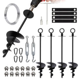 4 Pack Tree Stakes and Supports with Nut Driver, Screw in Ground Anchor