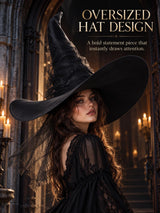 UQJE Women's Witch Hat, Oversized Mesh Halloween Costume Hat, Black, 24in