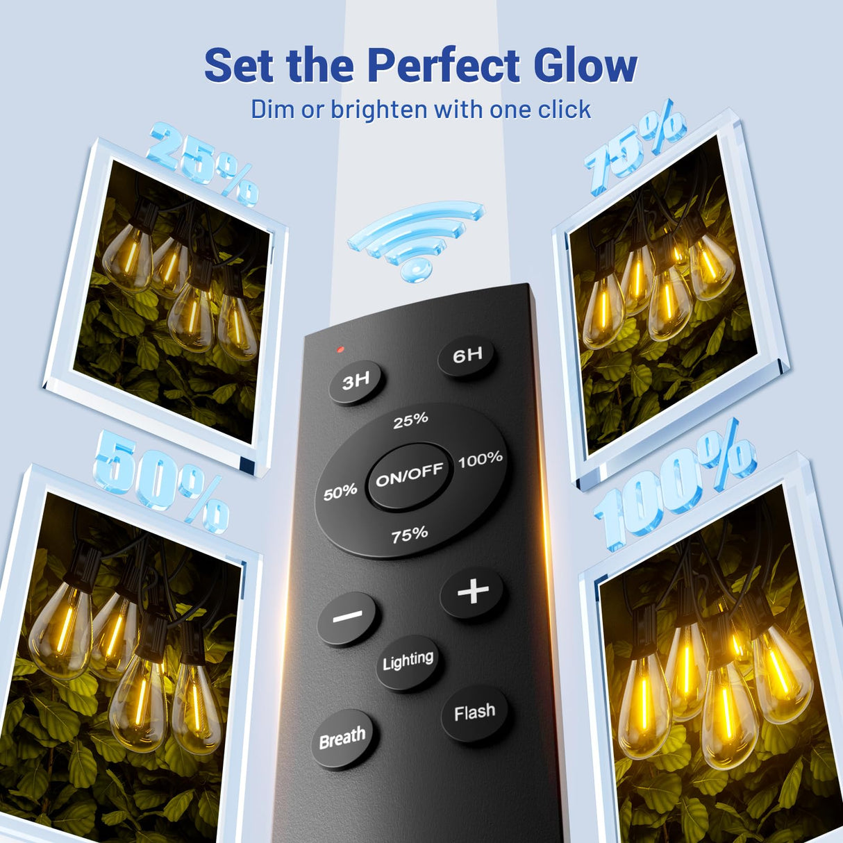 Sikitul 100FT LED Outdoor String Lights with Remote, One Continuous Strand Patio Lights with 35+1 Shatterproof S11 Bulbs, Dimmable 2700K Warm White, Timer & 3 Modes, Low Voltage for Backyard Garden