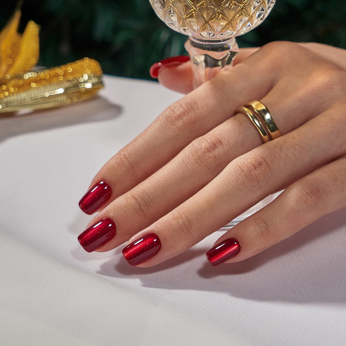 BTArtbox Halloween Press On Nails, Short Red Fake Nails, 32Pcs Full Kit