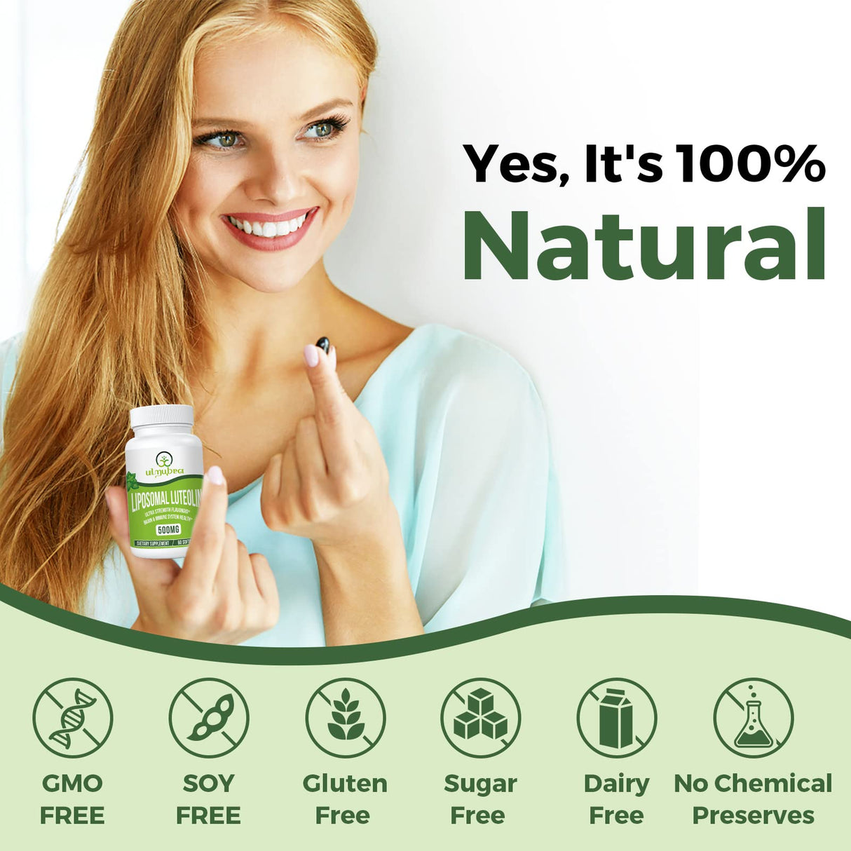 Ulmubra Liposomal Luteolin 500MG, Maximum Absorption, Potent Flavonoid, 60 Softgels, Luteolin Supplement, Non-GMO, Gluten Free