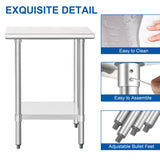 HARDURA Stainless Steel Work Table Commercial 18×30 Inches Kitchen Prep Table and Heavy Duty Commercial Workbench NSF 430 with Undershelf and Galvanized Legs