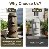 FlowLuxe 35.6" H Moai-Inspired Statue - Easter Island Head Sculpture for Indoor & Outdoor - Iconic Moai Design Statue for Garden Yard Patio Lawn Porch Decor