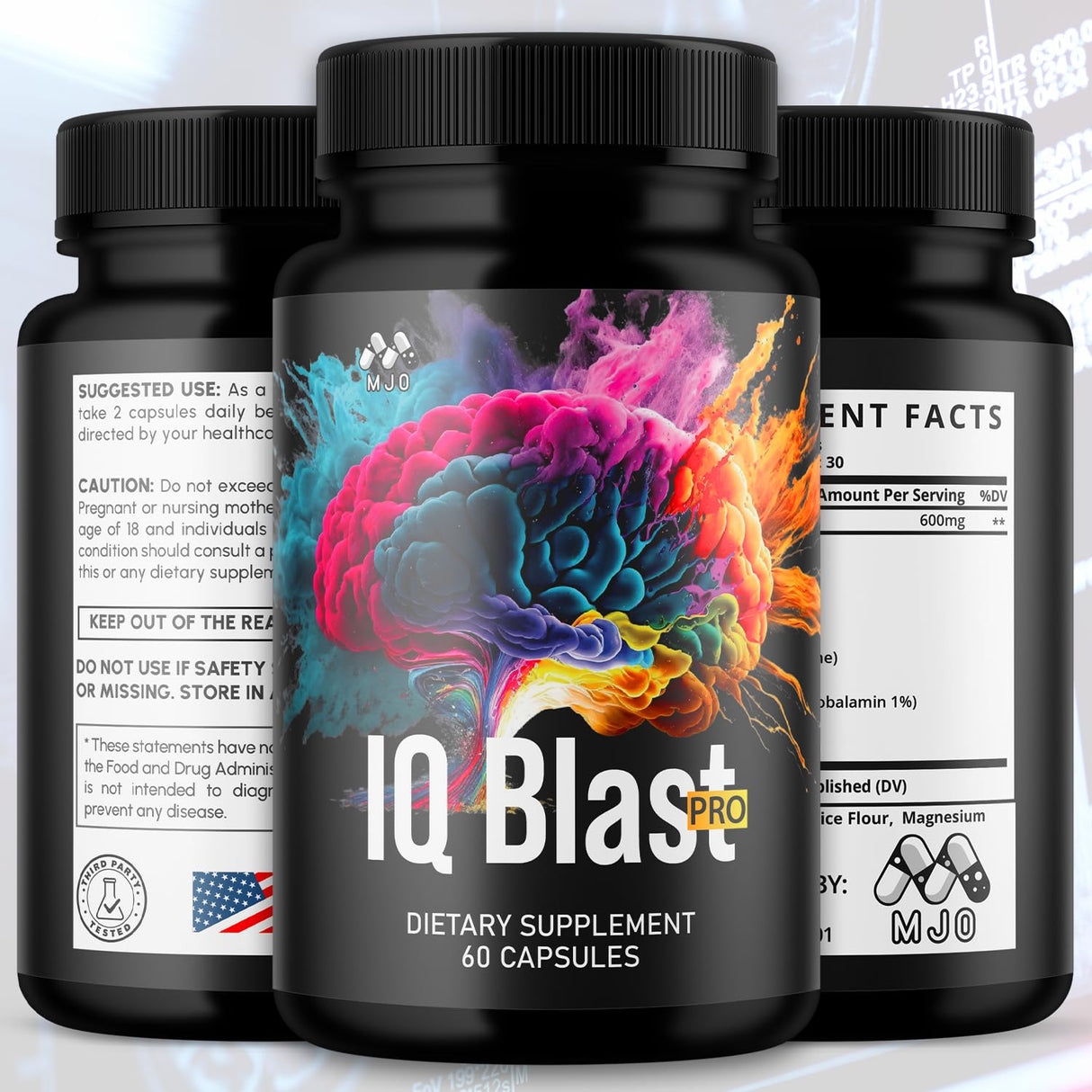 (3 Pack) IQ Blast Pro Capsules, IQ Blast Pro Official Capsules with All Natural Ingredients, IQBlast Advanced Brain Formula Multivitamin Health & Wellness Pills, Max Strength Supplement (180 Count)