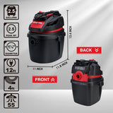 Shop-Vac 5760288 2.5 Gallon Wet/Dry Vacuum, 2.5 Peak HP, 1.25 Inch Diameter x 4 Ft Hose, Portable Compact Design