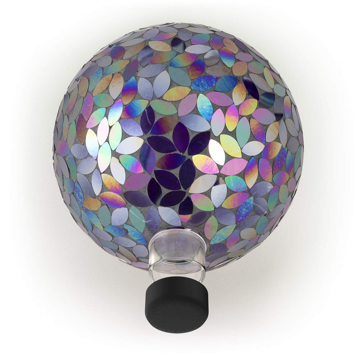 Alpine Corporation 10" Diameter Indoor/Outdoor Glass Mosaic Gazing Globe Yard Decoration, Purple Pearlized Petals Design