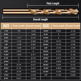 MACXCOIP Cobalt Drill Bit Set, 29Pcs M35 High Speed Steel Bits for Hardened Metals, Stainless Steel, Cast Iron and Wooden Plastics, with Metal Index Storage Box, 1/16"-1/2"