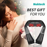 Nekteck Shiatsu Neck and Back Massager with Soothing Heat, Electric Deep Tissue 3D Kneading Massage Pillow for Shoulder, Leg, Full Body Muscle Pain Relief, Car, Office and Home Use