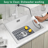 GUUKIN Sink Protectors for Kitchen sink, 13 5/8" x 11 5/8" Folding Non-slip Silicone Sink Mat Grid for Bottom of Farmhouse Stainless Steel Porcelain with 3 Reserved Holes Pack of 2