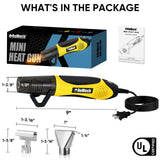 ROMECH 350W Heat Gun with 2 Nozzles, Dual Temp Heat Gun 400°F-660°F, Fast Heat Hot Air Gun with Overload Protection for DIY Craft Embossing Shrink Wrapping (Yellow)