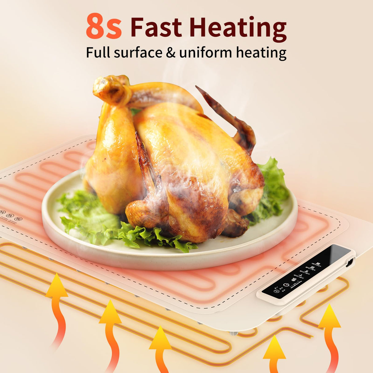 Warming Mat for Food - Electric Silicone Food Warming Tray for Buffet, Rollable Food Warmer Mat for Countertop, Fast Heating Mat with Timer and 4 Heat Levels, Portable Heating Pad for Parties Family