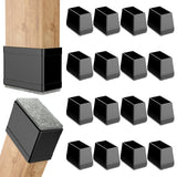 Rectangle Chair Leg Protectors for Hardwood Floors,16 PCS Silicone Covers to Protect Wood Tile Floors Felt Pads Furniture Leg Caps Reduce Noise. Easy to Move.(Black,0.5 x 1.5 Inch,Rectangular)