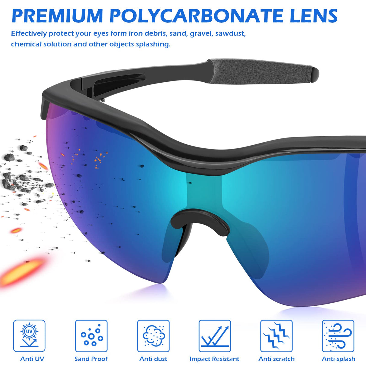 OXG 12 Pack Safety Glasses, ANSI Z87.1 Impact Resistant Anti-Scratch Safety Goggles for Men Women Youth (Mirrored)