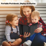 Aevdor 5x7 Photo Album Holds 64 Photos Black Inner Pages with Strong Elastic Band, Small Photo Album 5x7, Mini Picture Book for 5 x 7 Artwork, Pictures, Kids Art Storage, Postcards, Drawings (Black)